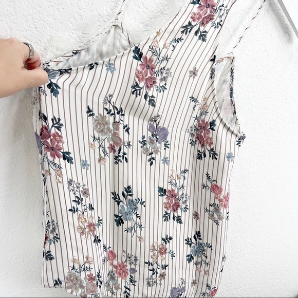 Cami NYC Racer Georgette Floral Stripe Silk Tank Top Blouse XS - Picture 7 of 9